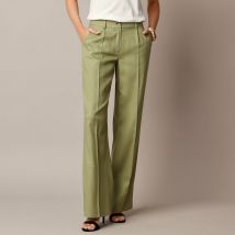 Pantalon large fluide, lin mélangé - Vert - Taille 44 - Lin/viscose - Lora Zellini - Blancheporte