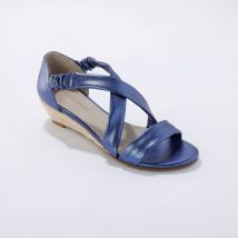 Sandales compensées élastiquées synthétique - Bleu - Taille 40 - Blancheporte