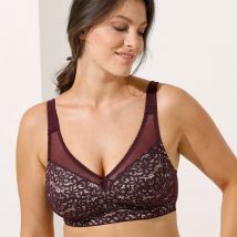 Soutien-gorge minimiseur en dentelle florale - sans armatures - Taille 110 - Violet - Blancheporte