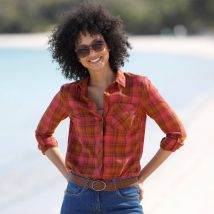 Chemise flanelle à carreaux - Marron - Taille 44 - Coton/flanelle - Blancheporte