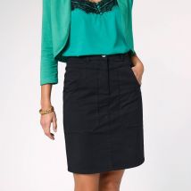 Jupe droite unie, twill - Taille 50 - Noir - Blancheporte