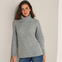 Pull col boule, maille anglaise - Taille 50 - Gris - Blancheporte
