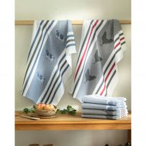 Torchons motif poule et vache - lot de 4 - Blancheporte