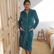 Robe de chambre zippée maille polaire texturée - Taille 52 - Vert - Blancheporte