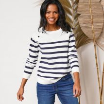 Pull marinière manches longues rayé - T50 - Écru - Outdoor Collection - Blancheporte