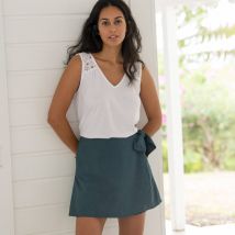 Jupe-short nouée, unie - Bleu - Taille 40 - Viscose - Blancheporte
