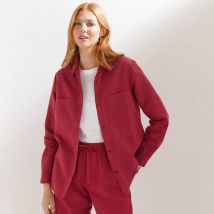 Chemisier boutonné en coton/lin - Violet - Taille 36 - Coton/lin - Blancheporte