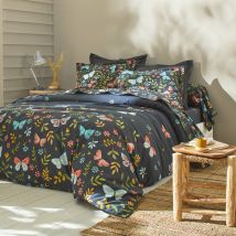 Linge de lit Envolée en coton à motifs papillons - Bleu - Coton - Colombine - Blancheporte