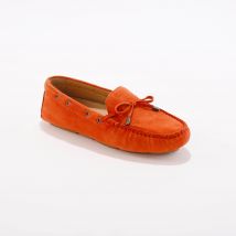 Mocassins en cuir ultra-souple à liens - Orange - Taille 38 - Blancheporte