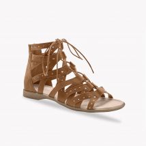 Sandales spartiates à strass - Beige - Taille 36 - Blancheporte