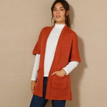 Gilet long ouvert manches courtes toucher doux - Taille 46/48 - Orange - Blancheporte