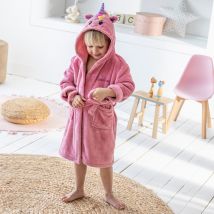 Peignoir de bain enfant à capuche licorne personnalisable microfibre - Blancheporte