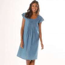 Robe jean macramé - Taille 44 - Bleu - Blancheporte