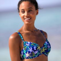 Haut de maillot de bain avec armatures imprimé Naga - forme minimiseur - Taille 100 - Bleu - Blancheporte