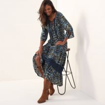 Robe longue imprimée - Bleu - Taille 40 - Viscose - Blancheporte