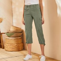 Pantacourt ceinture maille - Taille 46 - Kaki - Blancheporte