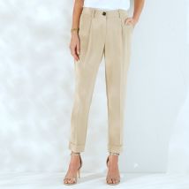 Pantalon 7/8ème fuselé fluide - Taille 38 - Beige - Blancheporte