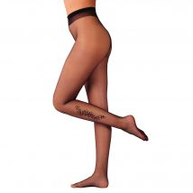 Collant fantaisie imitation tattoo "fleurs" - lot de 2 - Taille T3/t4 - Noir - Blancheporte