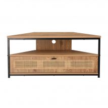 Meuble TV d'angle bois et rotin - Blancheporte