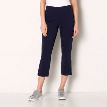 Pantacourt toile stretch, effet ventre plat - Taille 44 - Bleu - Blancheporte