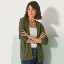Gilet maille fantaisie, porter ouvert - Taille 50 - Vert - Blancheporte