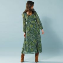 Robe évasée imprimée en voile, Spécial Petites - Kaki - 34 - Blancheporte