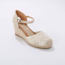 Sandales compensées macramé - Écru - Taille 36 - Blancheporte
