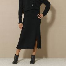 Jupe midi évasée en tricot - Taille 50 - Noir - Blancheporte