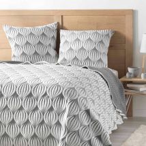 Parure couvre-lit + 2 taies blanc gris - Blancheporte