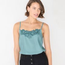 Caraco brodé bretelles réglables - T54 - Vert - Lora Zellini - Blancheporte