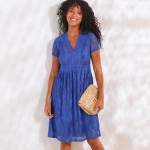 Robe macramé dentelle - Taille 44 - Bleu - Blancheporte