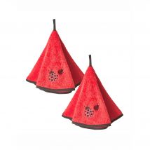 Torchons ronds éponge brodée coccinelle - Blancheporte