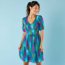 Robe courte Spécial Petites, voile imprimé - Vert - 34 - Blancheporte