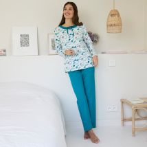 Pyjama femme imprimé "coeurs" - Vert - Taille 52 - Coton/jersey - Blancheporte