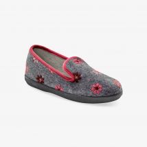 Charentaises - brodées fleurs - Gris - Taille 37 - Blancheporte
