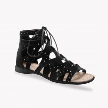 Sandales spartiates dessus strass - Noir - Taille 38 - Blancheporte