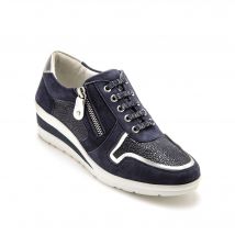 Derbies à lacets, petit compensé - Bleu - Taille 39 - Blancheporte