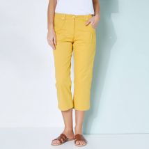 Pantacourt droit stretch - Taille 52 - Jaune - Blancheporte