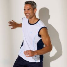 Débardeur sport biais contrastés - Blanc - Taille L - Coton/jersey - Blancheporte