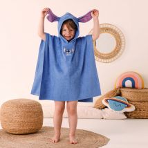 Poncho de bain enfant Stitch éponge et velours coton - 280g/m² - Bleu - Coton/velours - Lilo Et Stitch - Blancheporte