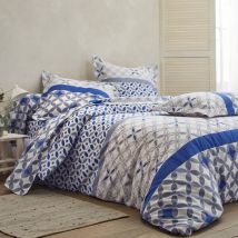 Linge de lit Marlow coton, imprimé géométrique - Gris - Coton - Colombine - Blancheporte