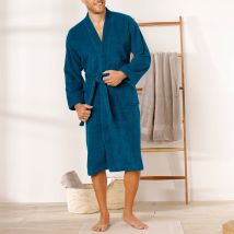Peignoir mixte adulte col kimono éponge bouclette - Bleu - Taille 42/44 - Coton - Colombine - Blancheporte