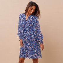 Robe voile imprimé - Taille 36 - Bleu - Blancheporte