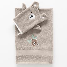 Collection éponge enfant brodée ourson coton - 380 g/m² - Taupe - Coton - Colombine Des Petits - Blancheporte
