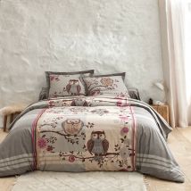Linge de lit Chouette flanelle - Gris - Coton/flanelle - Colombine - Blancheporte