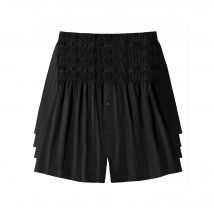 Caleçon flottant ouvert uni - lot de 4 - Noir - Taille M - Coton/jersey - Blancheporte
