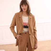 Veste blazer fluide manches longues - Taille 40 - Marron - Blancheporte