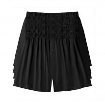 Caleçon flottant ouvert uni - lot de 4 - Noir - Taille S - Coton/jersey - Blancheporte