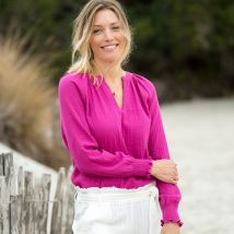 Blouse unie gaze coton - Violet - Taille 38 - Coton/gaze De Coton - Blancheporte