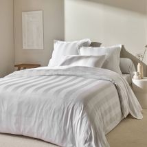 Linge de lit satin rayé - Blanc - Coton/satin/satin De Coton - Colombine - Blancheporte